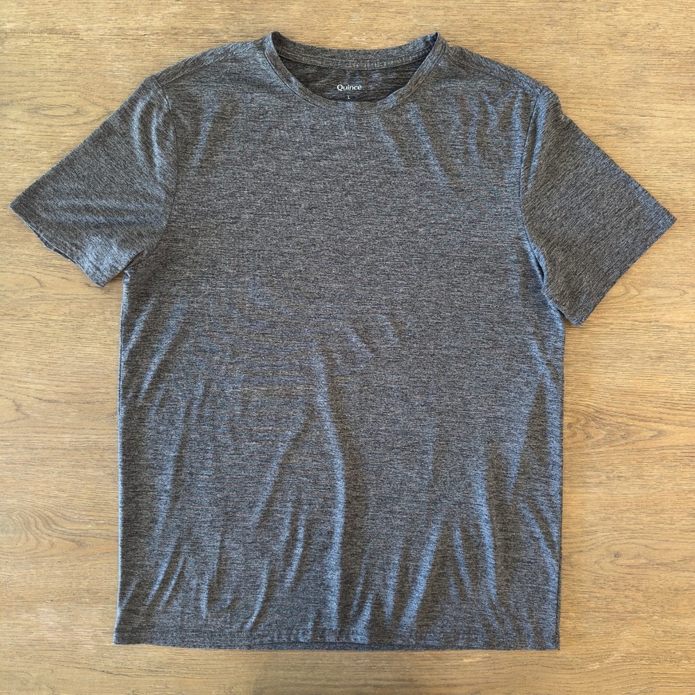 Quince Flowknit Breeze Performance Gym Running Tee-Charcoal-Men's Size L-RRP $58